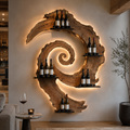 Solid Wood Wall Wine Rack with Glass Holder - Branch Form - main view