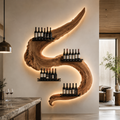 Solid Wood Wall Wine Rack with Glass Holder - Gallery Rail - main view