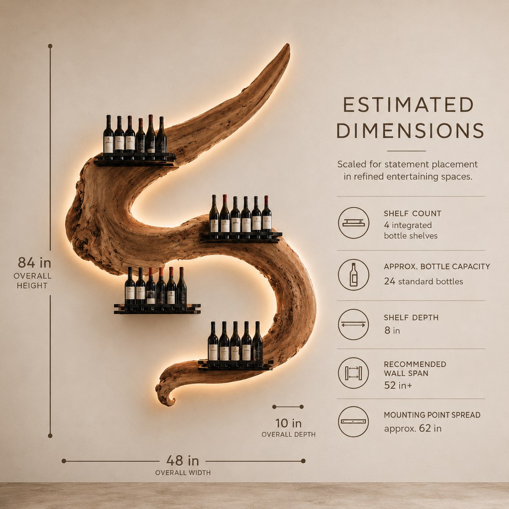 Solid Wood Wall Wine Rack with Glass Holder - Gallery Rail - product image 08