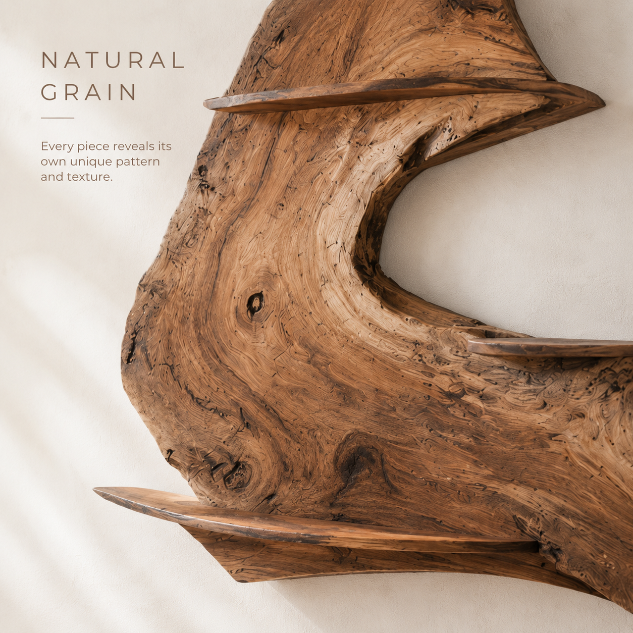 Solid Wood Wall Wine Rack with Glass Holder - Live Edge - product image 05