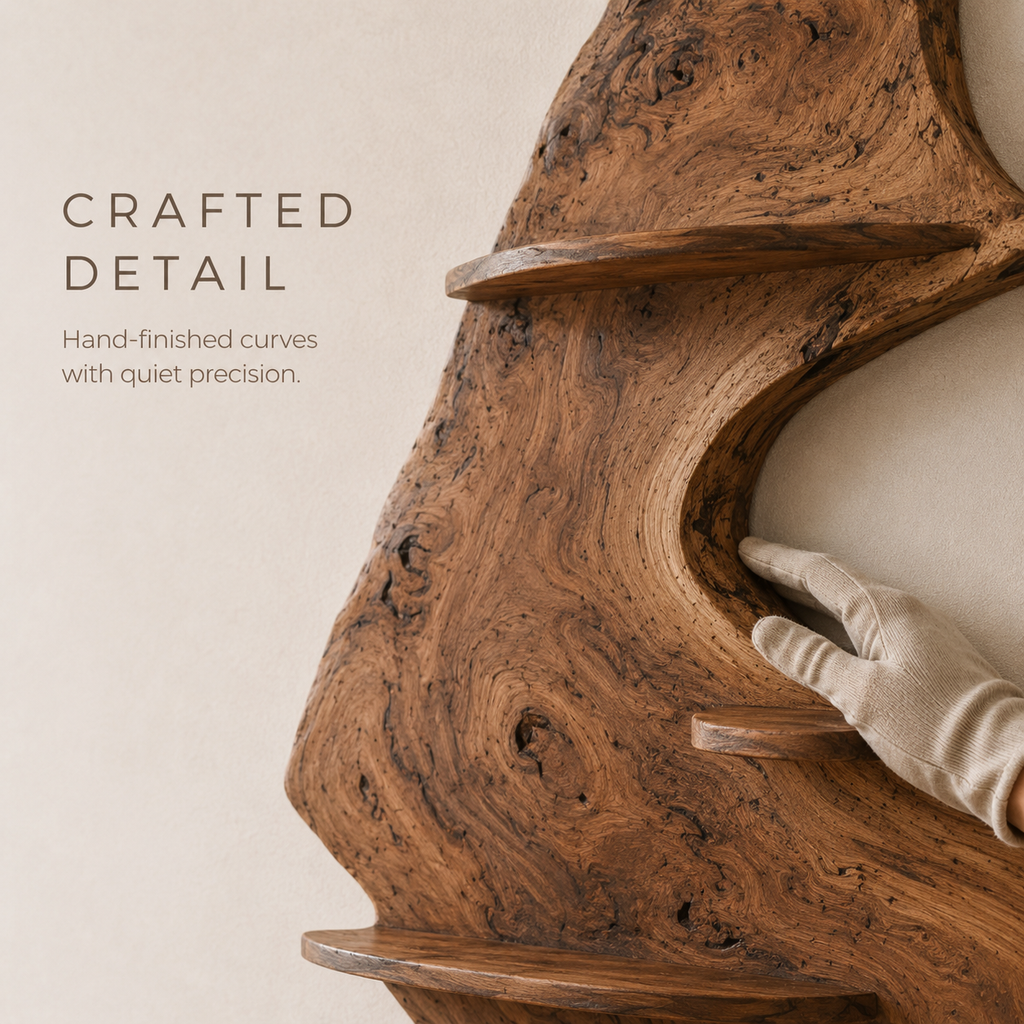 Solid Wood Wall Wine Rack with Glass Holder - Live Edge - product image 06