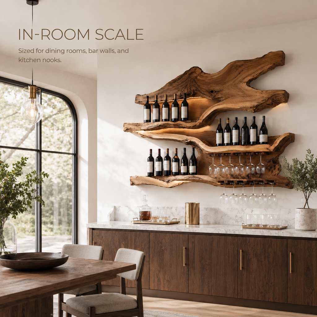 Solid Wood Wall Wine Rack with Glass Holder - Cellular - product image 04