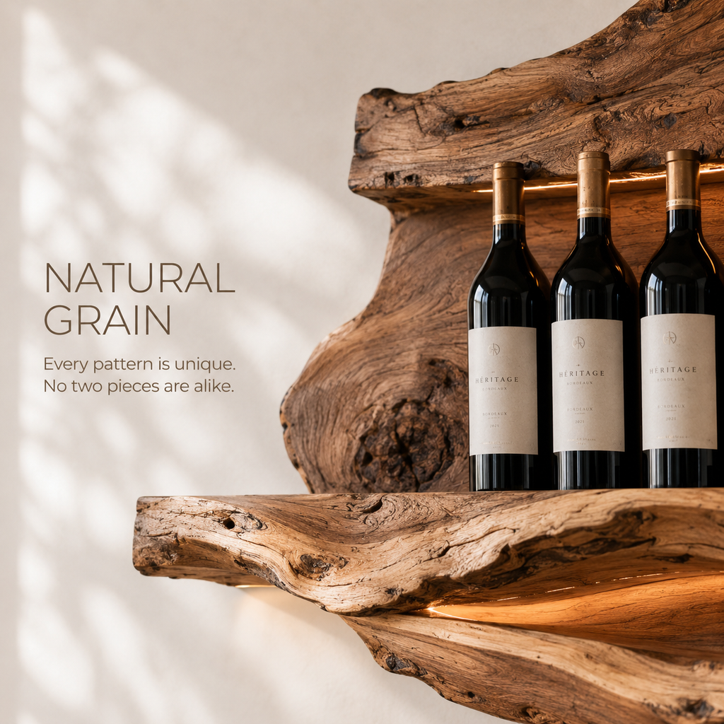 Solid Wood Wall Wine Rack with Glass Holder - Cellular - product image 05