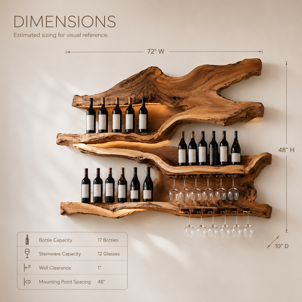 Solid Wood Wall Wine Rack with Glass Holder - Cellular - product image 08