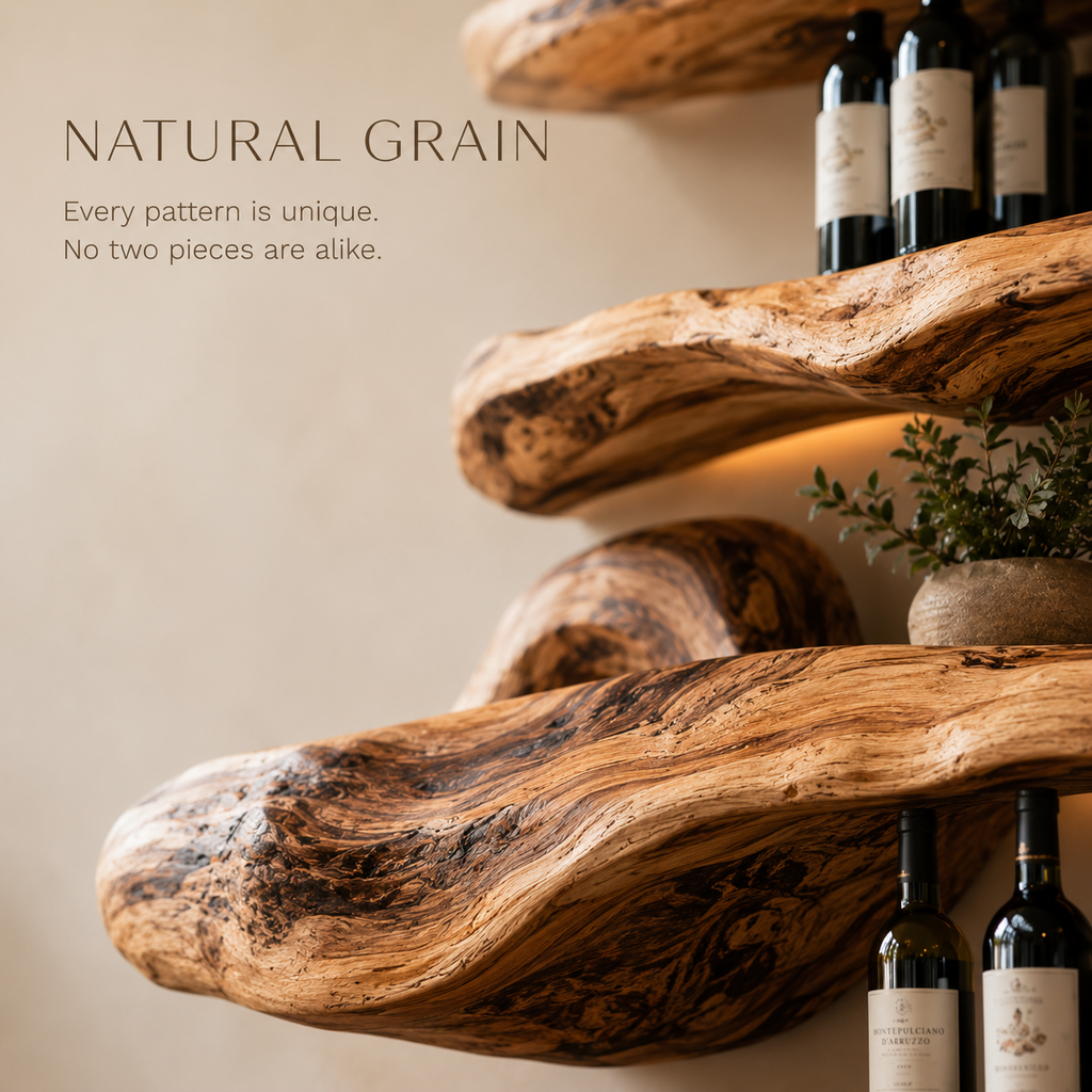 Solid Wood Wall Wine Rack with Glass Holder - Branch Form - product image 05