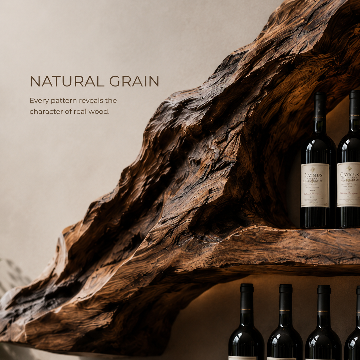 Solid Wood Wall Wine Rack with Glass Holder - Wave - product image 05