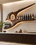 Solid Wood Wall Wine Rack with Glass Holder - Cellular - main view