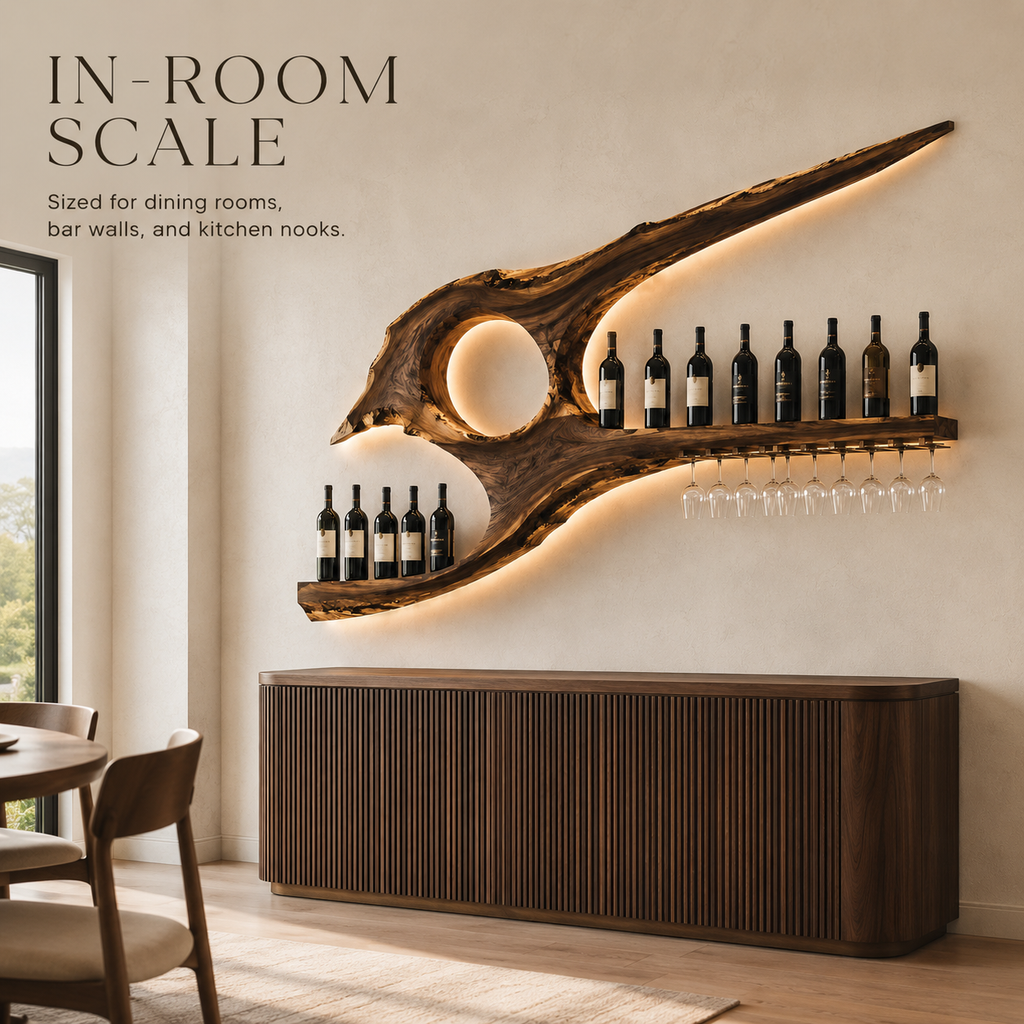 Solid Wood Wall Wine Rack with Glass Holder - Cellular - product image 04