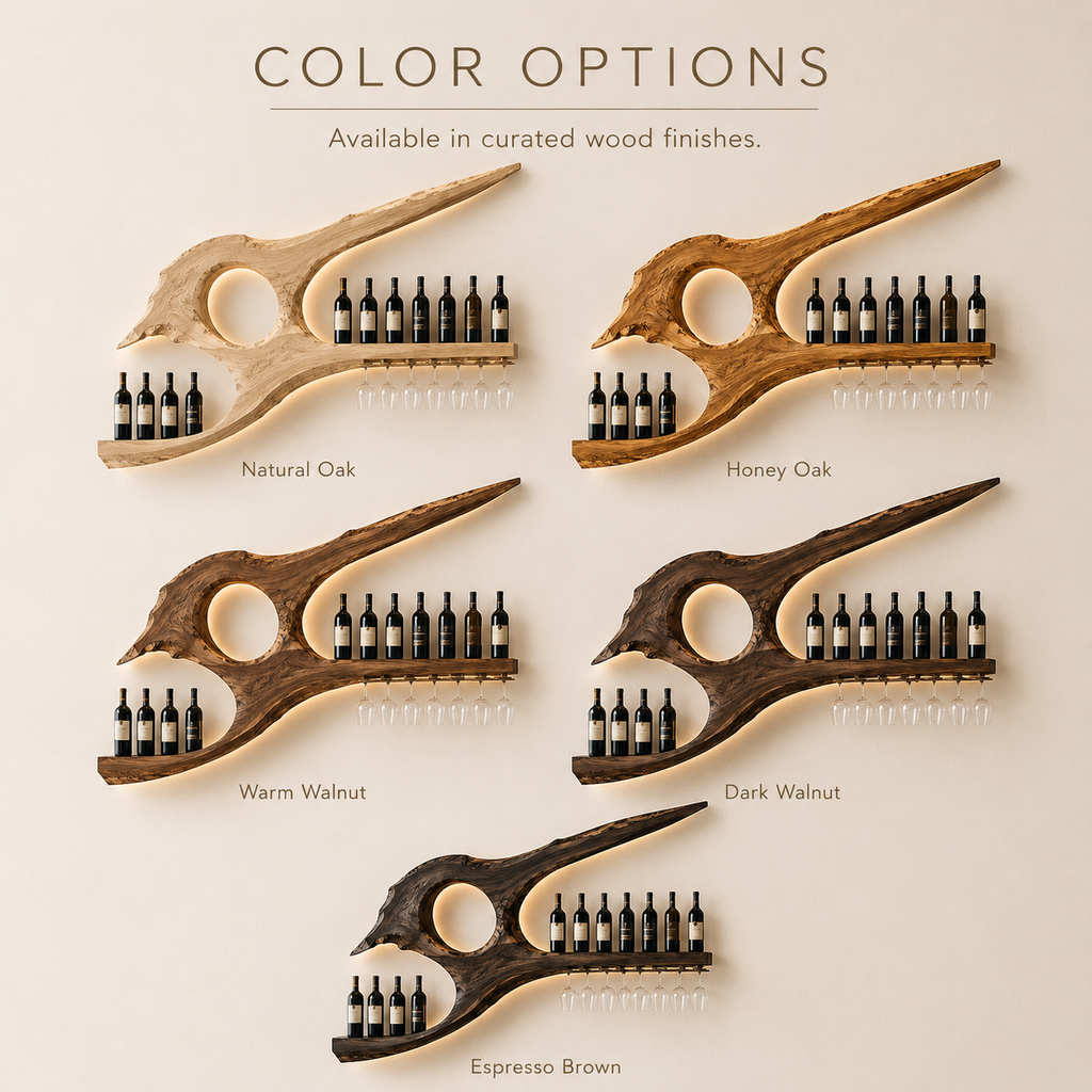 Solid Wood Wall Wine Rack with Glass Holder - Cellular - product image 11