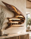 Solid Wood Wall Wine Rack with Glass Holder - Branch Form - main view