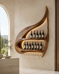 Solid Wood Wall Wine Rack with Glass Holder - Crescent - main view