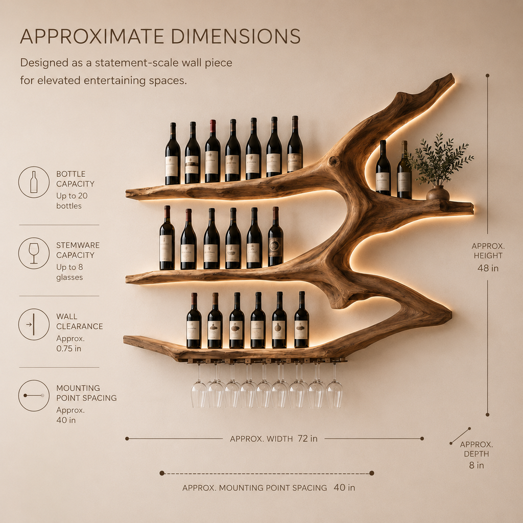 Solid Wood Wall Wine Rack with Glass Holder - Gallery Rail - product image 08