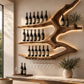 Solid Wood Wall Wine Rack with Glass Holder - Gallery Rail - Design 133 - square cover image