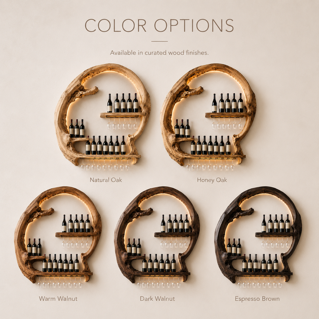 Solid Wood Wall Wine Rack with Glass Holder - Wave - product image 11
