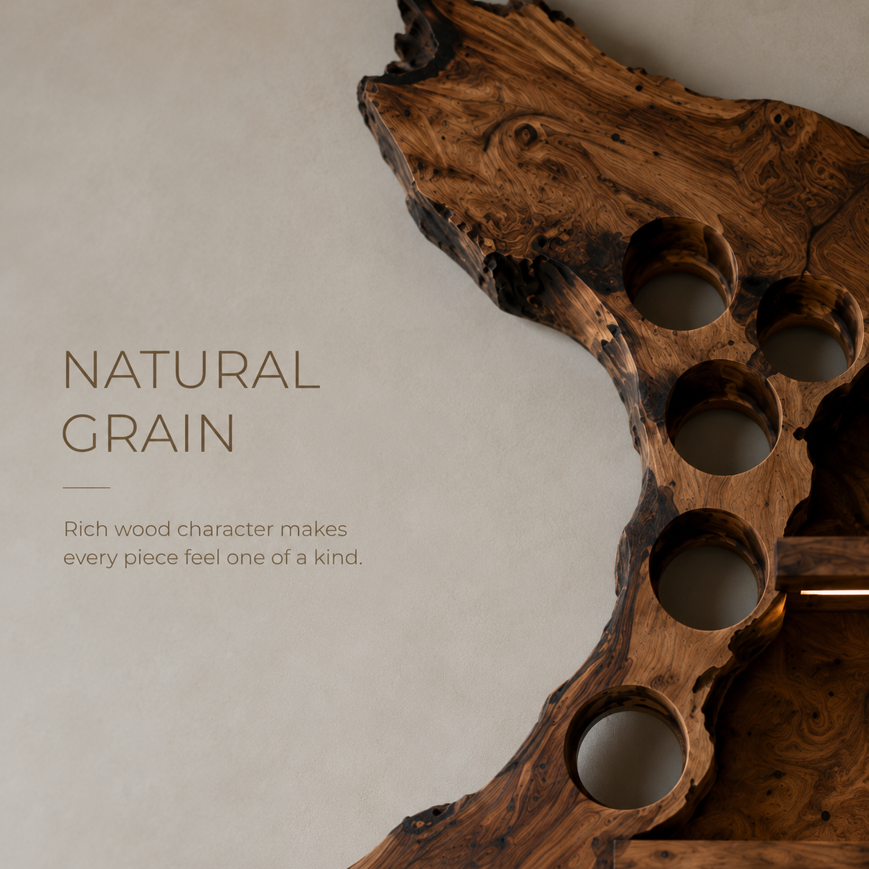 Solid Wood Wall Wine Rack with Glass Holder - Cellular - product image 05