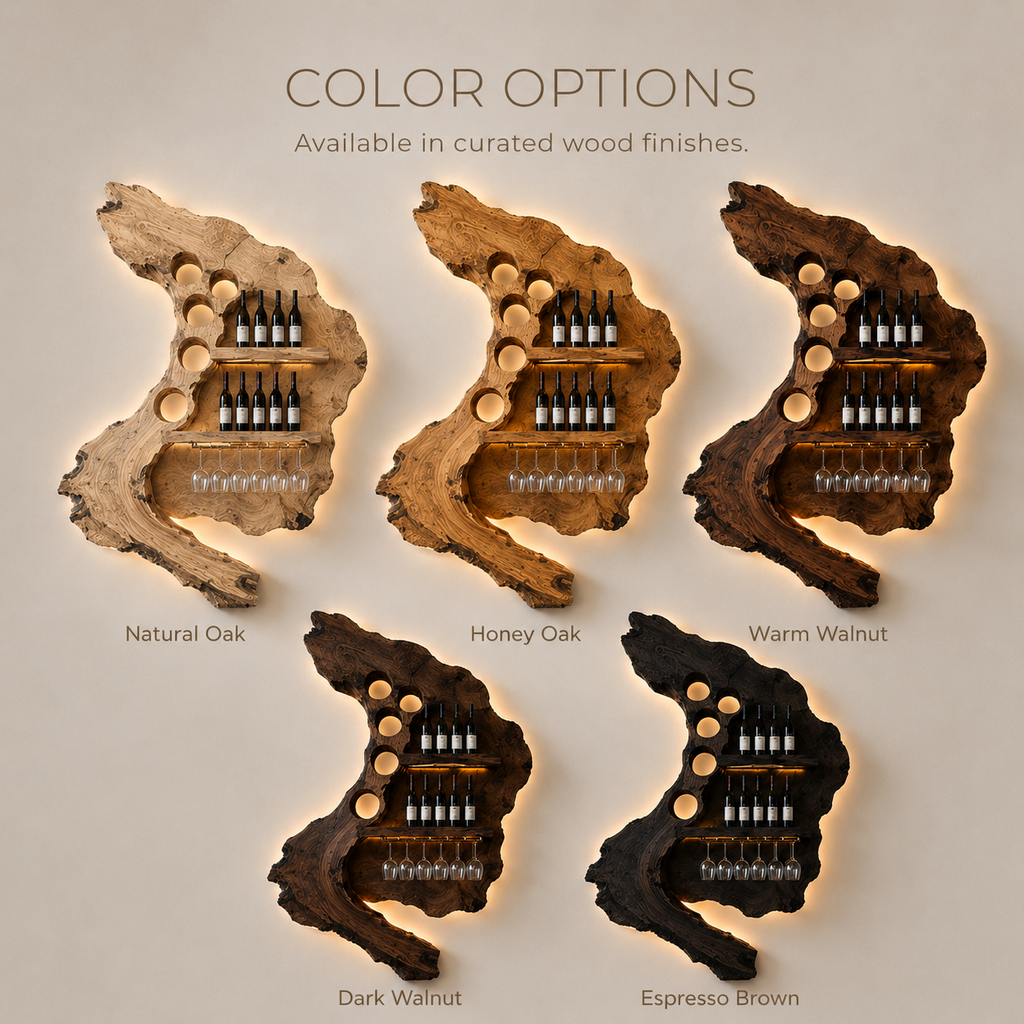 Solid Wood Wall Wine Rack with Glass Holder - Cellular - product image 11