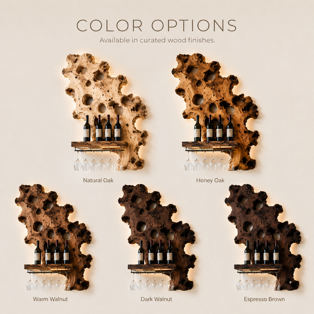 Solid Wood Wall Wine Rack with Glass Holder - Branch Form - product image 10