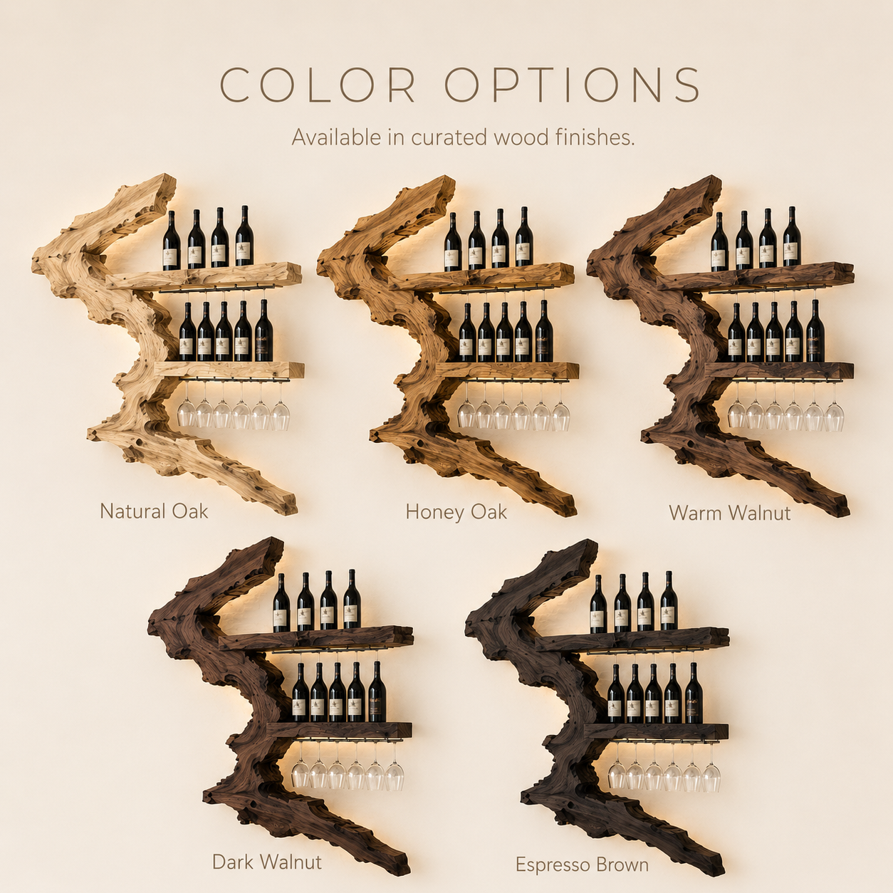 Solid Wood Wall Wine Rack with Glass Holder - Gallery Rail - product image 10