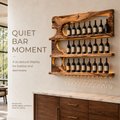 Solid Wood Wall Wine Rack with Glass Holder - Ribbed Wave - main view