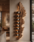 Solid Wood Wall Wine Rack with Glass Holder - Gallery Wave - main view