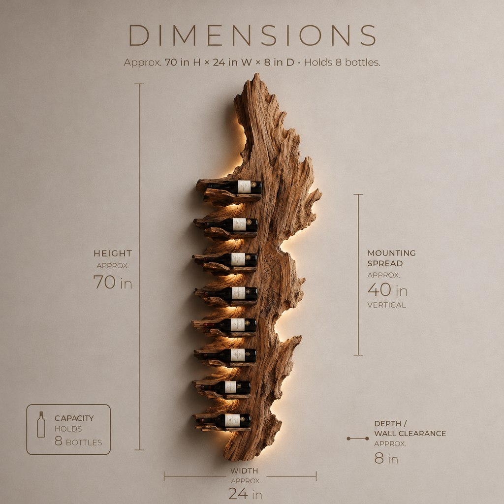 Solid Wood Wall Wine Rack with Glass Holder - Gallery Wave - product image 08
