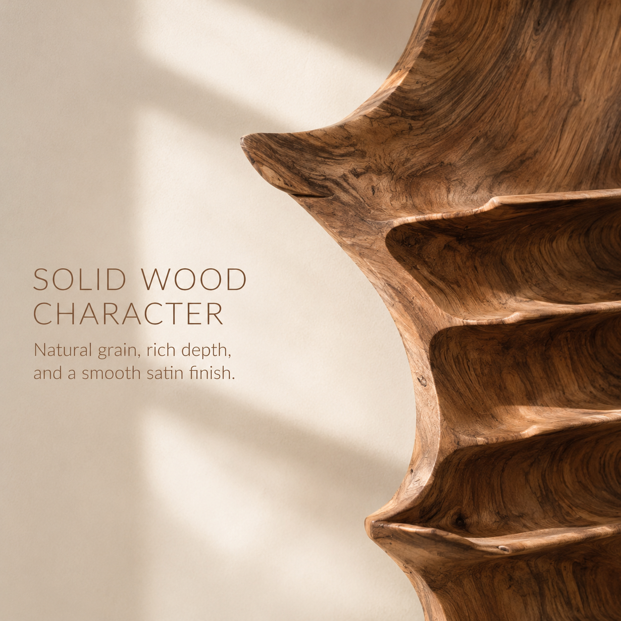 Solid Wood Wall Wine Rack with Glass Holder - Carved Halo - product image 05