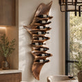 Solid Wood Wall Wine Rack with Glass Holder - Carved Halo - Design 145 - square cover image