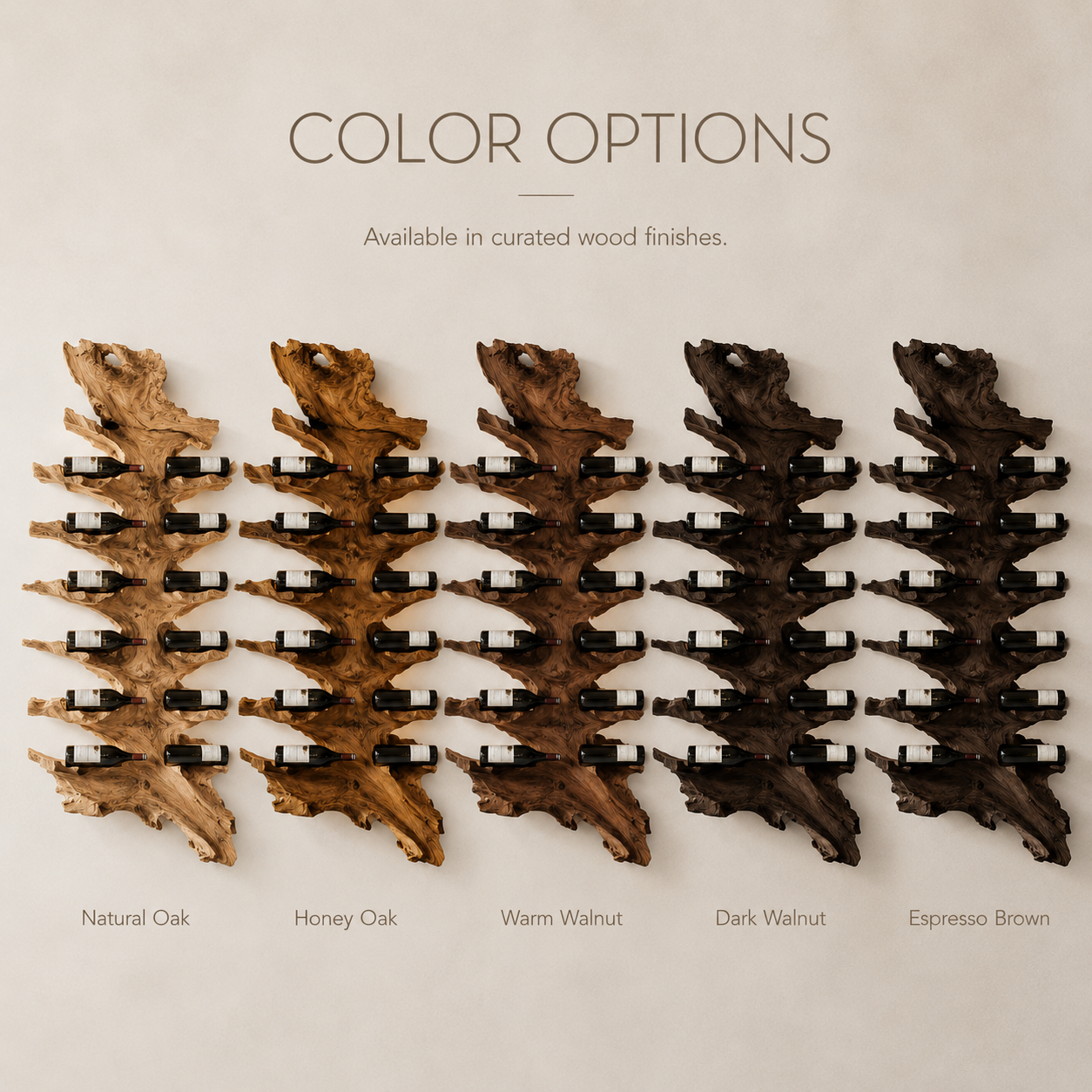 Solid Wood Wall Wine Rack with Glass Holder - Root Form - product image 10