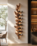 Solid Wood Wall Wine Rack with Glass Holder - Crescent Wall - main view