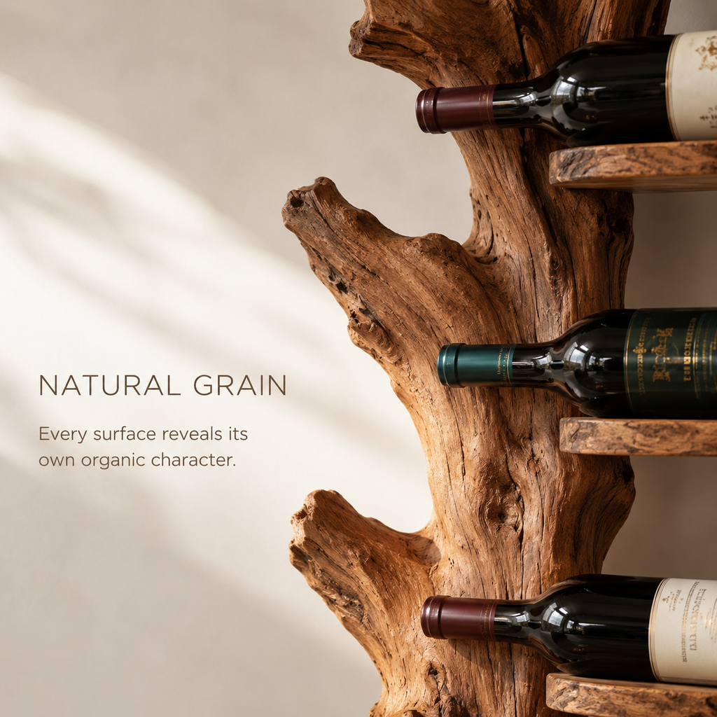 Solid Wood Wall Wine Rack with Glass Holder - Crescent Wall - product image 05