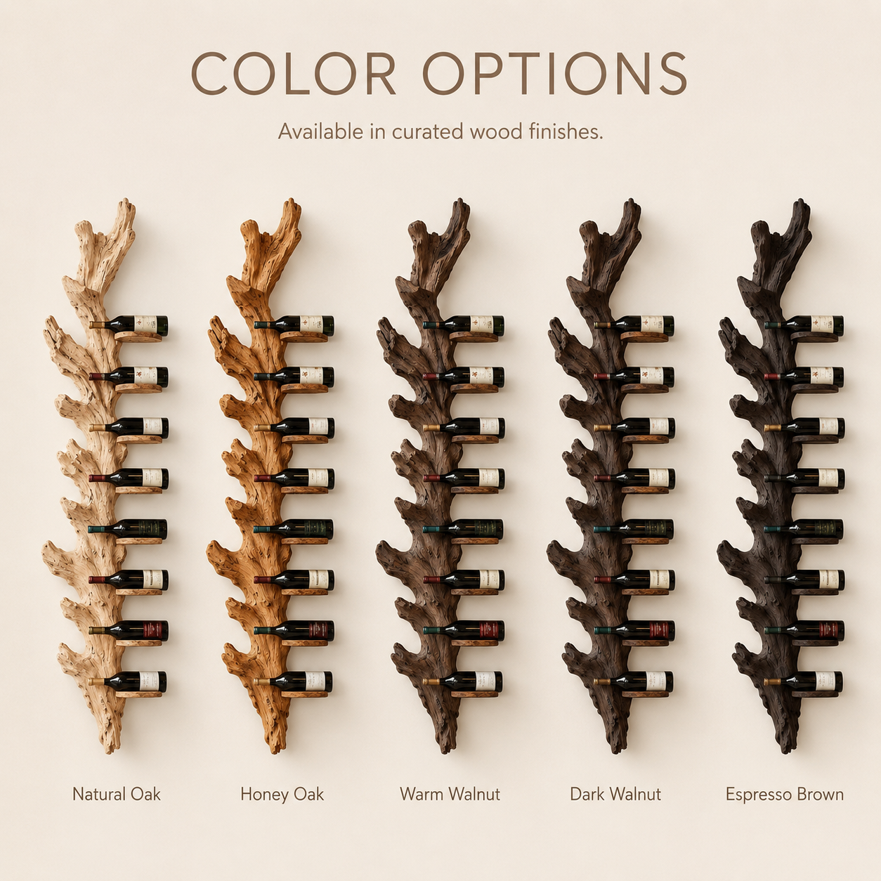 Solid Wood Wall Wine Rack with Glass Holder - Crescent Wall - product image 11