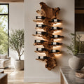 Solid Wood Wall Wine Rack with Glass Holder - Floating Rail - Design 148 - square cover image