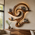 Solid Wood Wall Wine Rack with Glass Holder - Cellular Display - main view