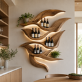 Solid Wood Wall Wine Rack with Glass Holder - Gallery Wave - main view
