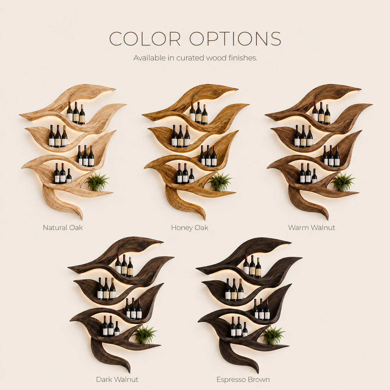 Solid Wood Wall Wine Rack with Glass Holder - Gallery Wave - product image 10