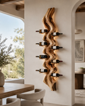 Solid Wood Wall Wine Rack with Glass Holder - Carved Halo - main view