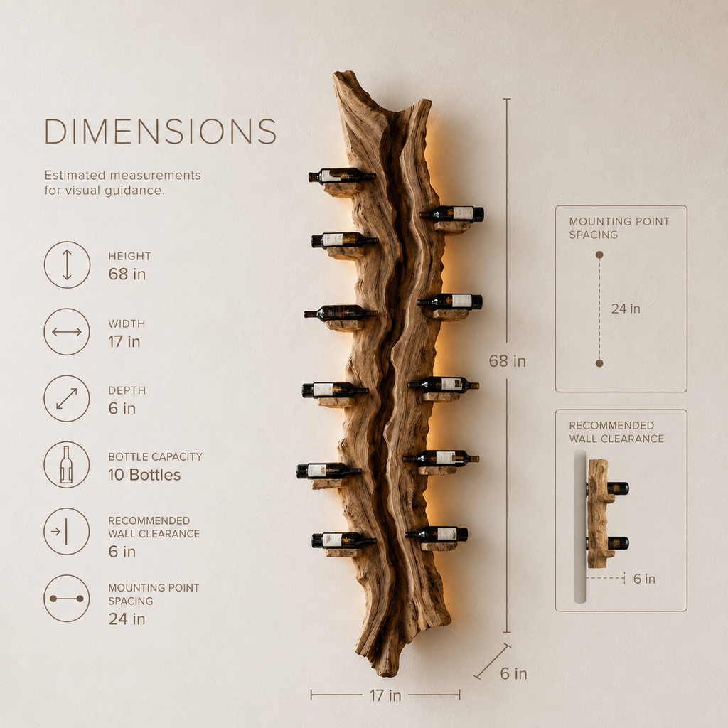 Solid Wood Wall Wine Rack with Glass Holder - Root Form - product image 08