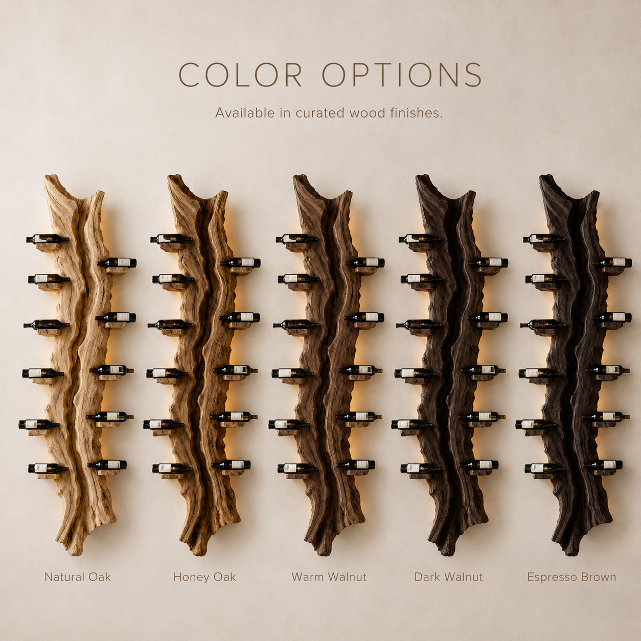 Solid Wood Wall Wine Rack with Glass Holder - Root Form - product image 10