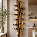 Solid Wood Wall Wine Rack with Glass Holder - Root Form - Design 153 - square cover image