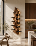 Solid Wood Wall Wine Rack with Glass Holder - Live Edge Gallery - main view