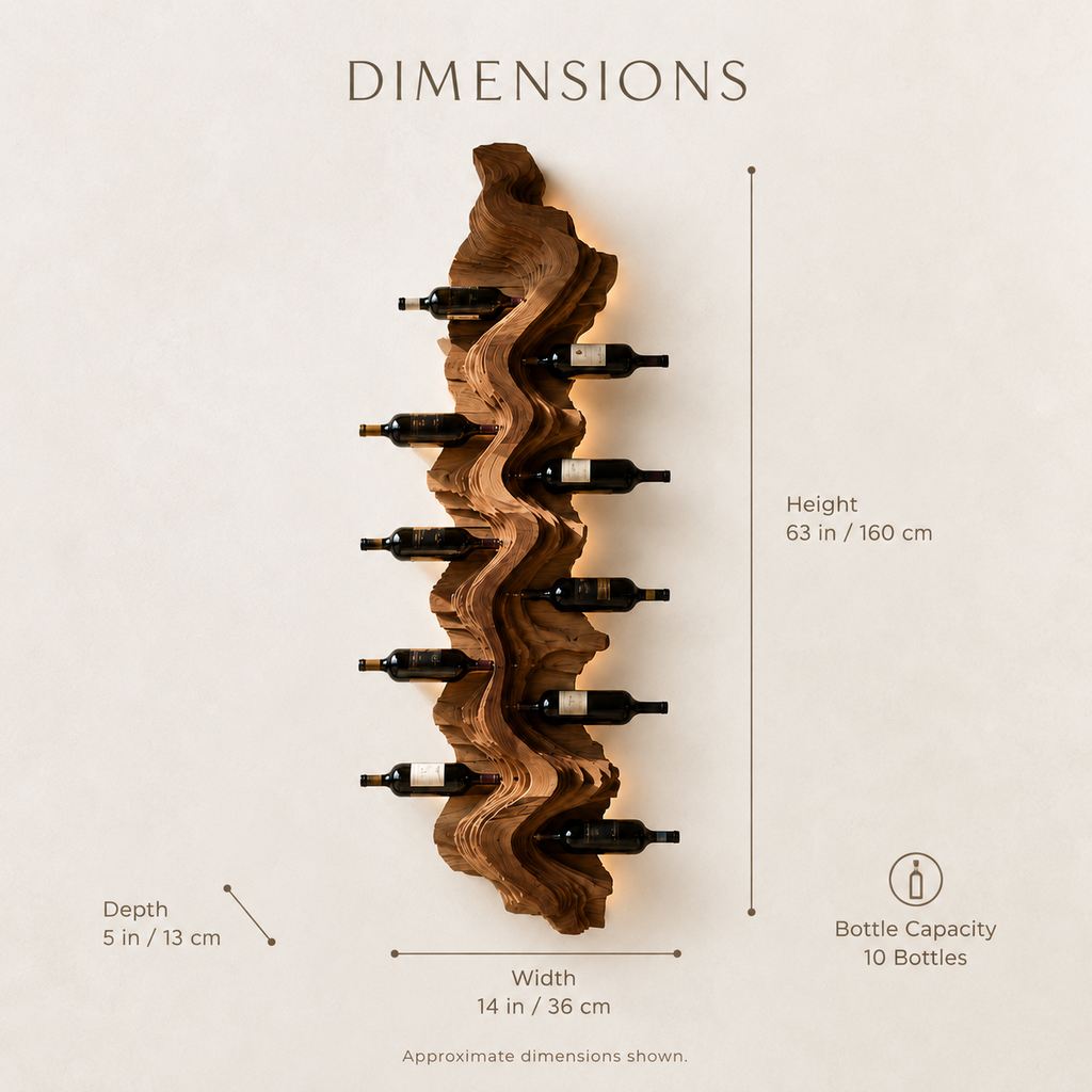Solid Wood Wall Wine Rack with Glass Holder - Live Edge Gallery - product image 08