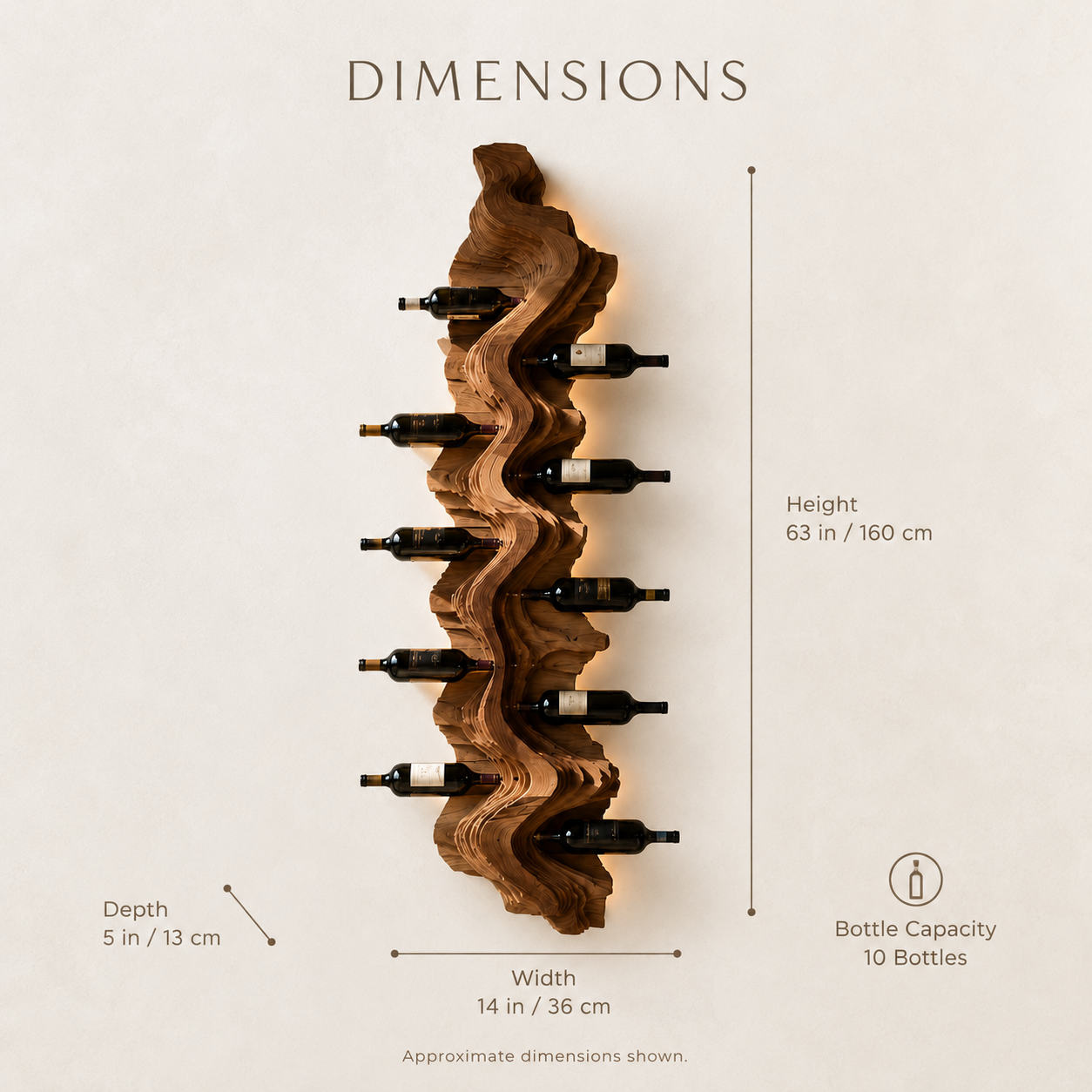 Solid Wood Wall Wine Rack with Glass Holder - Live Edge Gallery - product image 08