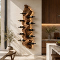 Solid Wood Wall Wine Rack with Glass Holder - Live Edge Gallery - Design 157 - square cover image