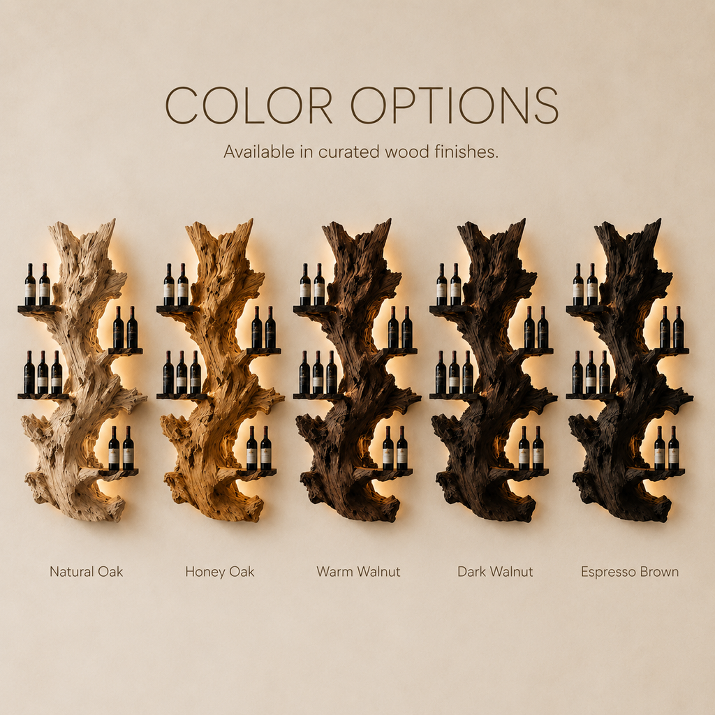 Solid Wood Wall Wine Rack with Glass Holder - Organic Branch - product image 11