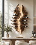 Solid Wood Wall Wine Rack with Glass Holder - Cellular Display - main view