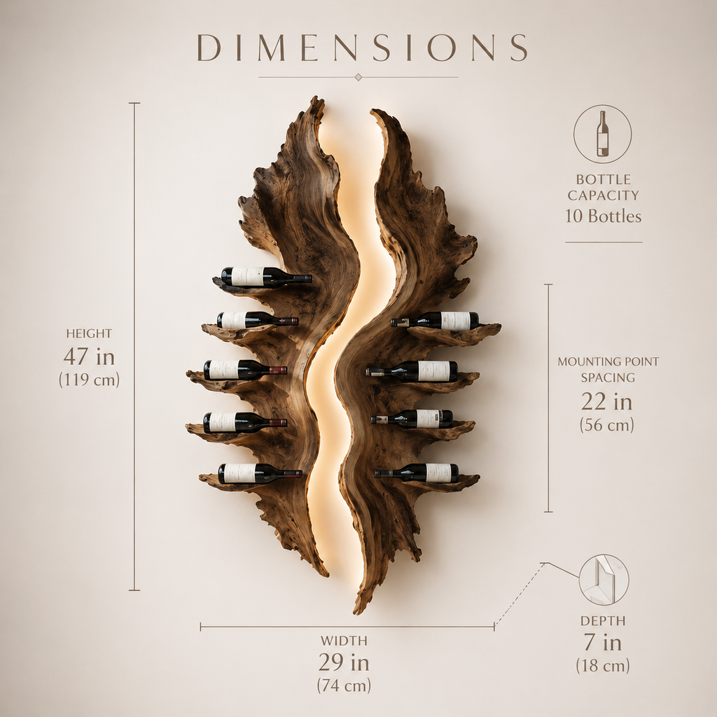 Solid Wood Wall Wine Rack with Glass Holder - Cellular Display - product image 08