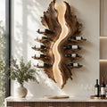 Solid Wood Wall Wine Rack with Glass Holder - Cellular Display - Design 162 - square cover image