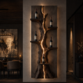 Solid Wood Wall Wine Rack with Glass Holder - Gallery Wave - main view