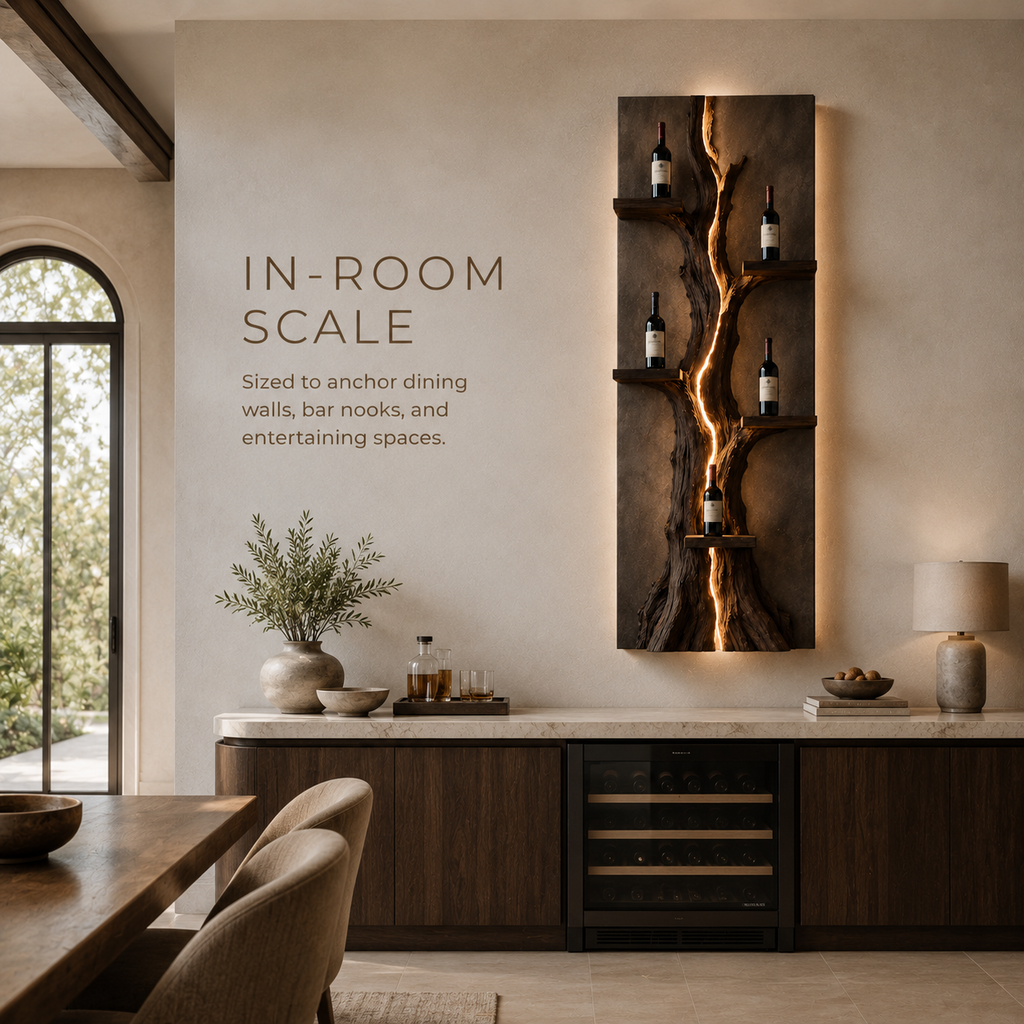 Solid Wood Wall Wine Rack with Glass Holder - Gallery Wave - product image 04