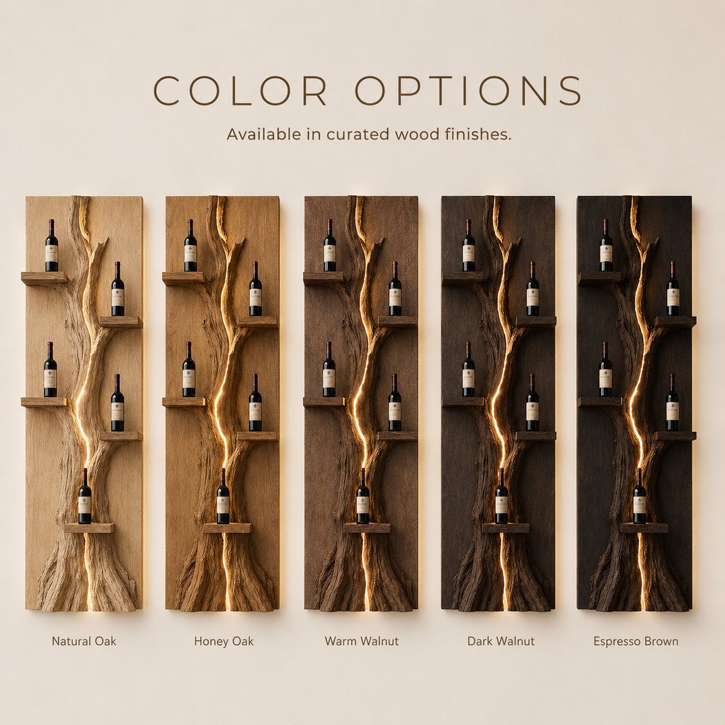Solid Wood Wall Wine Rack with Glass Holder - Gallery Wave - product image 11